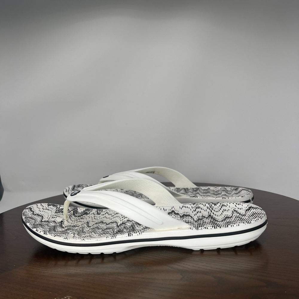 Crocs Crocband Cardio Wave Sandals Men's 12 White Black Flip Flop Slip On Thong